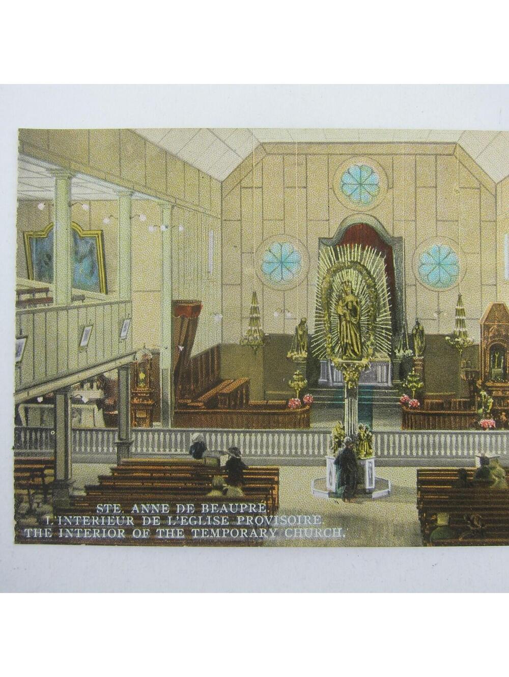 Postcard Quebec Canada Sainte Ste. Anne De Beaupre Temporary Church Interior - Picture 8 of 12